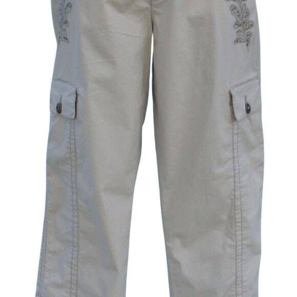 Cache Dressy Crop Pant Stretch Rhinestone Stud Adjust Length $98 Embellished NWT - Picture 7 of 10